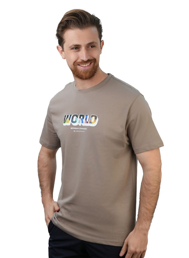 GIORDANO Men's Slim Fit Cotton Jersey Crew Neck Print Tee | WWS Graphic - Image 1